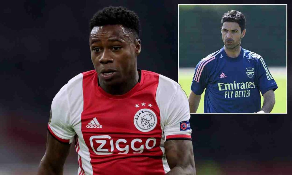 Ajax player Quincy Promes and Mikel Arteta