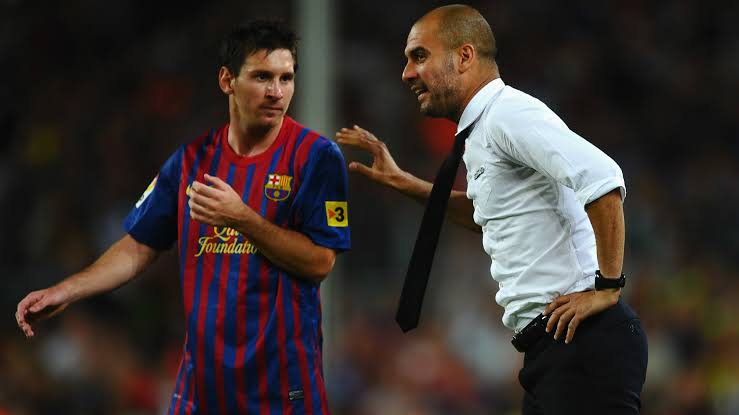 Lionel Messi and Pep Guardiola