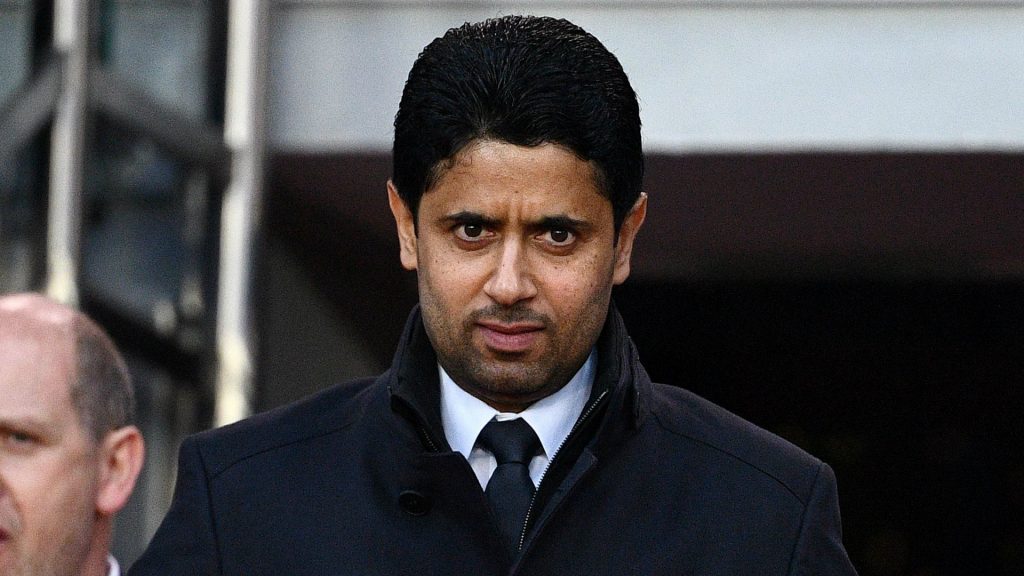 Nasser Al-Khelaifi looking straight at the camera