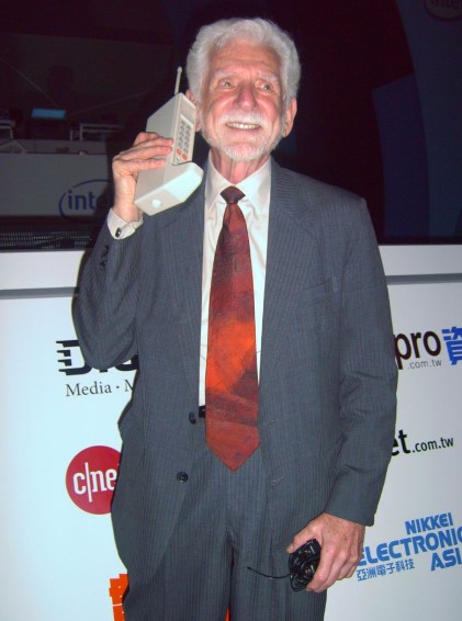 First Phone held by Inventor Martin Cooper