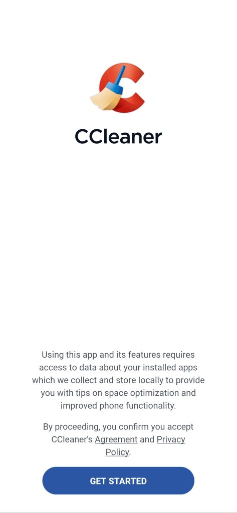 CCleaner start screen