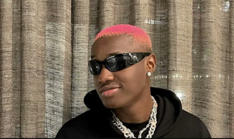 Nigerian Celebrity Ruger in a pink haircut