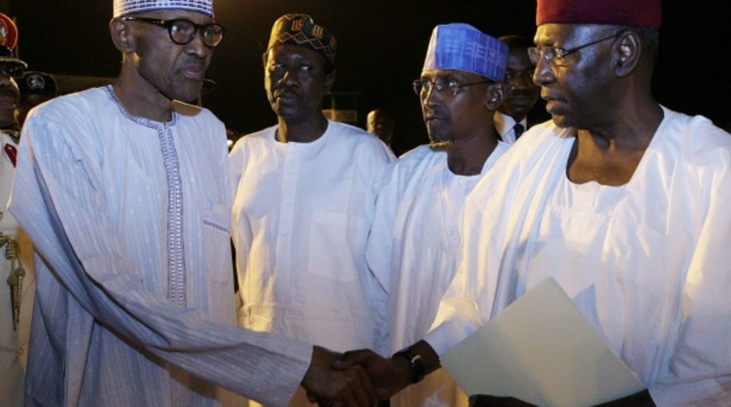 Mohammed Buhari looking ill and shaking hands